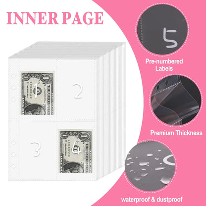 100 Envelopes Money Saving Challenge A5 Binder Pink