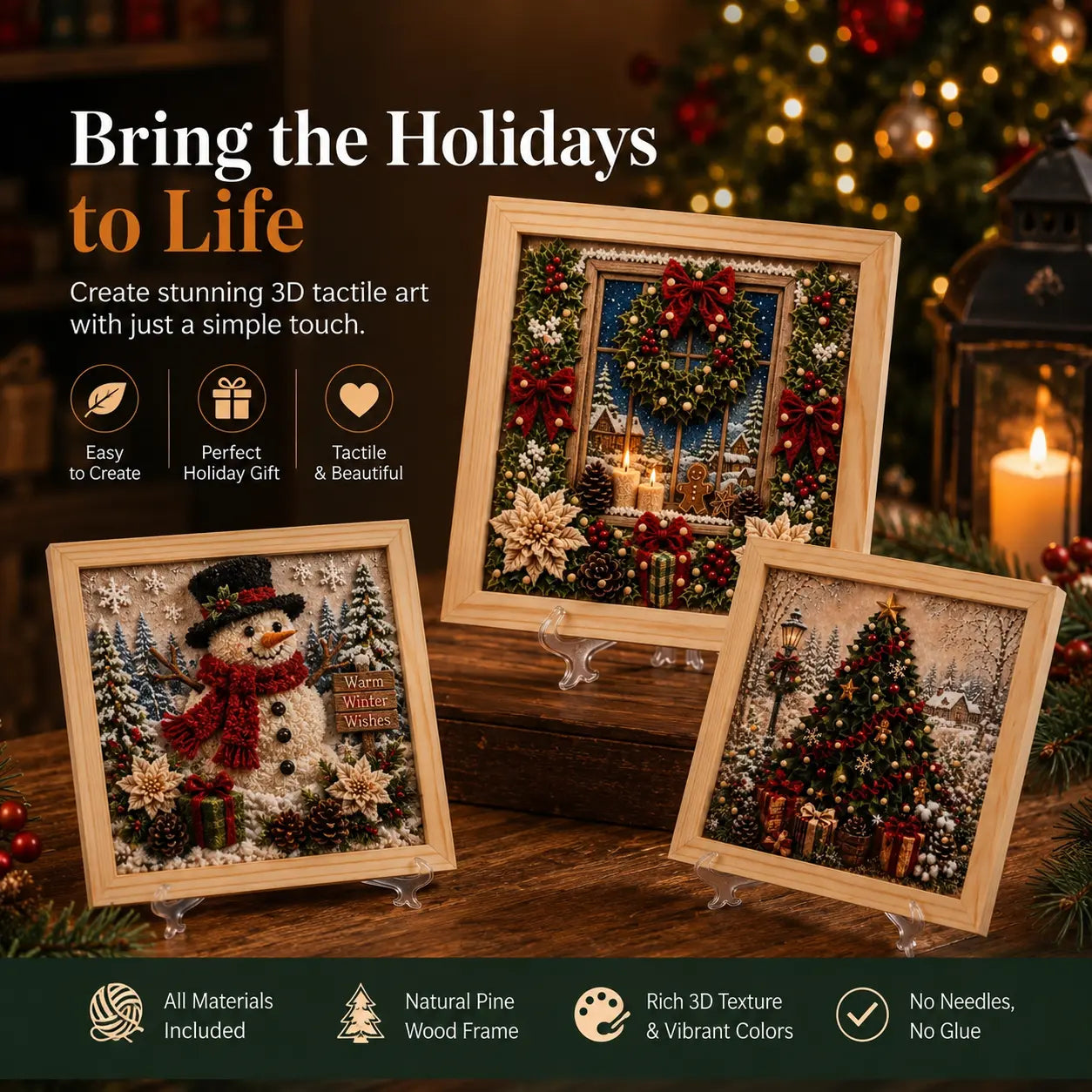 3D Christmas Fabric Poke Art Kit-Creative Christmas Decoration Gift for Adults