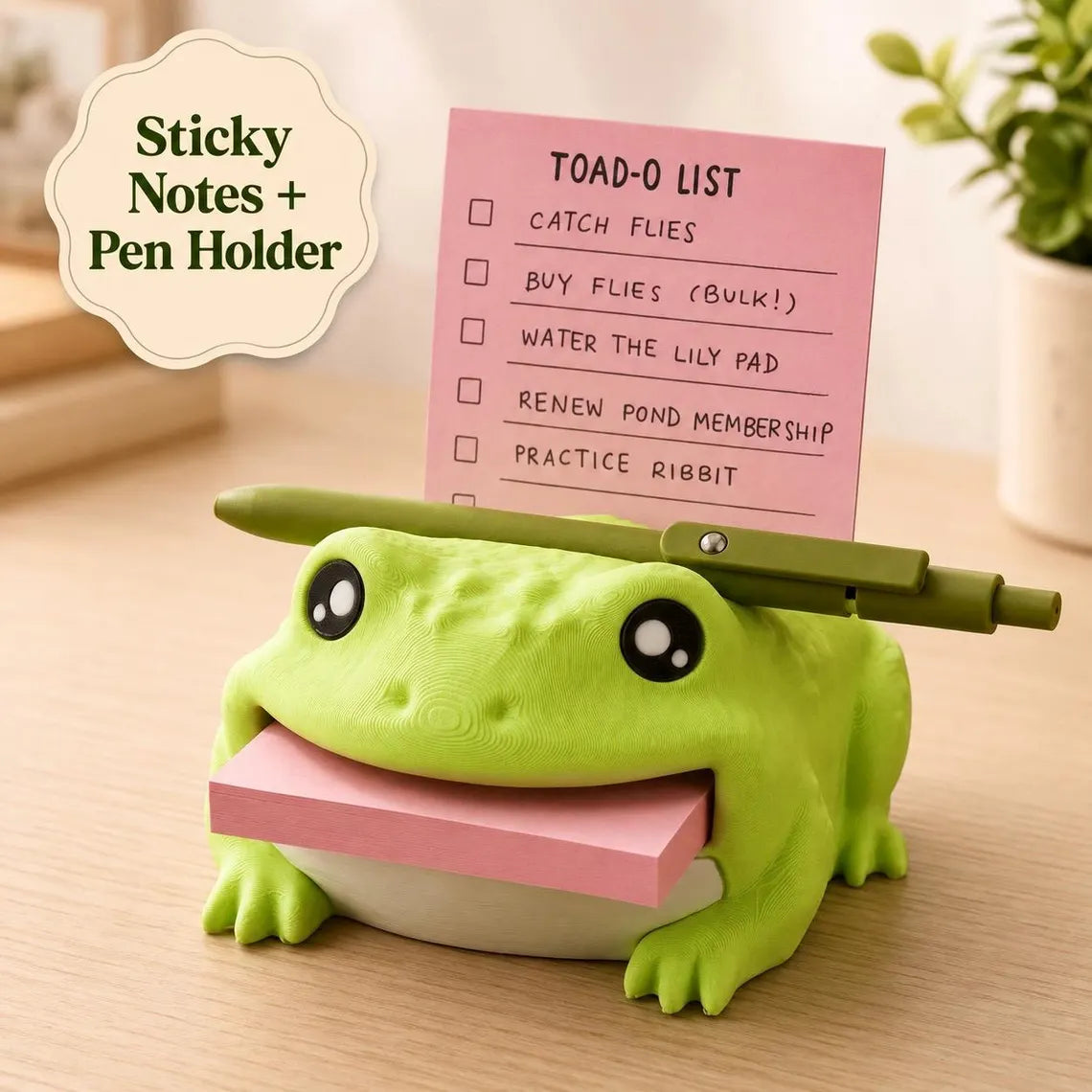📝 Cute Sticky Note Dispenser | Animal Shape Desk Decor with Pen Rest
