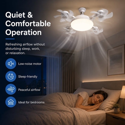 2-in-1 Screw-In Ceiling Fan Light – Remote Controlled LED Socket Fan