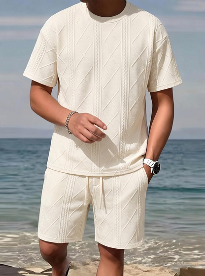 Men's Breathable Textured 2-Piece Summer Set