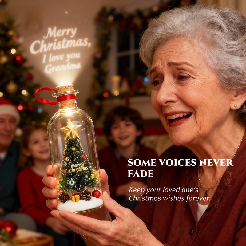 Forever Voice Recordable Christmas Tree Bottle – Personalized Message Ornament That Saves Voices Forever – Heartfelt Christmas Gift for Mom, Kids, Friends & Loved Ones