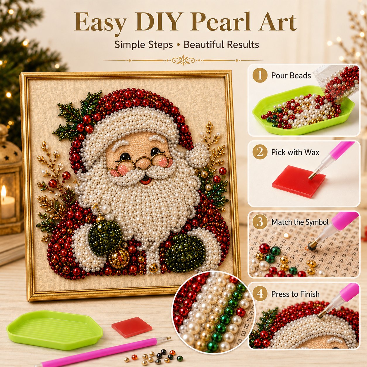 🎄 DIY Christmas Pearl Diamond Painting Art Kit | Holiday Craft Decor