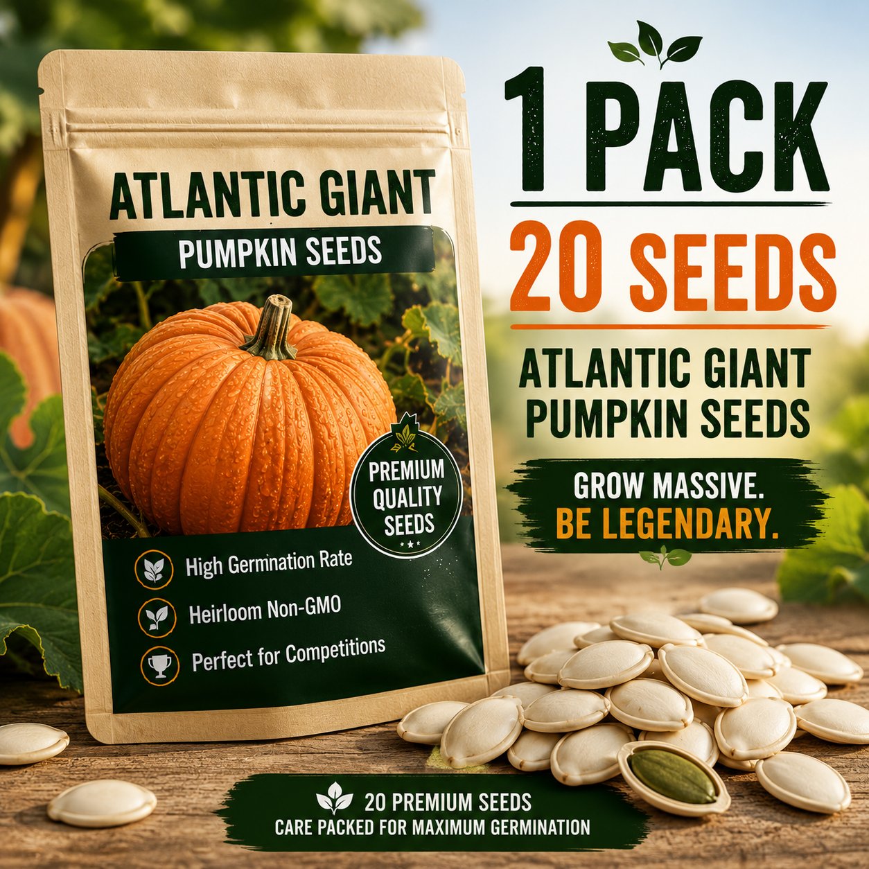 ⏰Limited Stock 49% OFF🎃Grow Your Own Giant Pumpkins – Atlantic Giant Heirloom Seeds