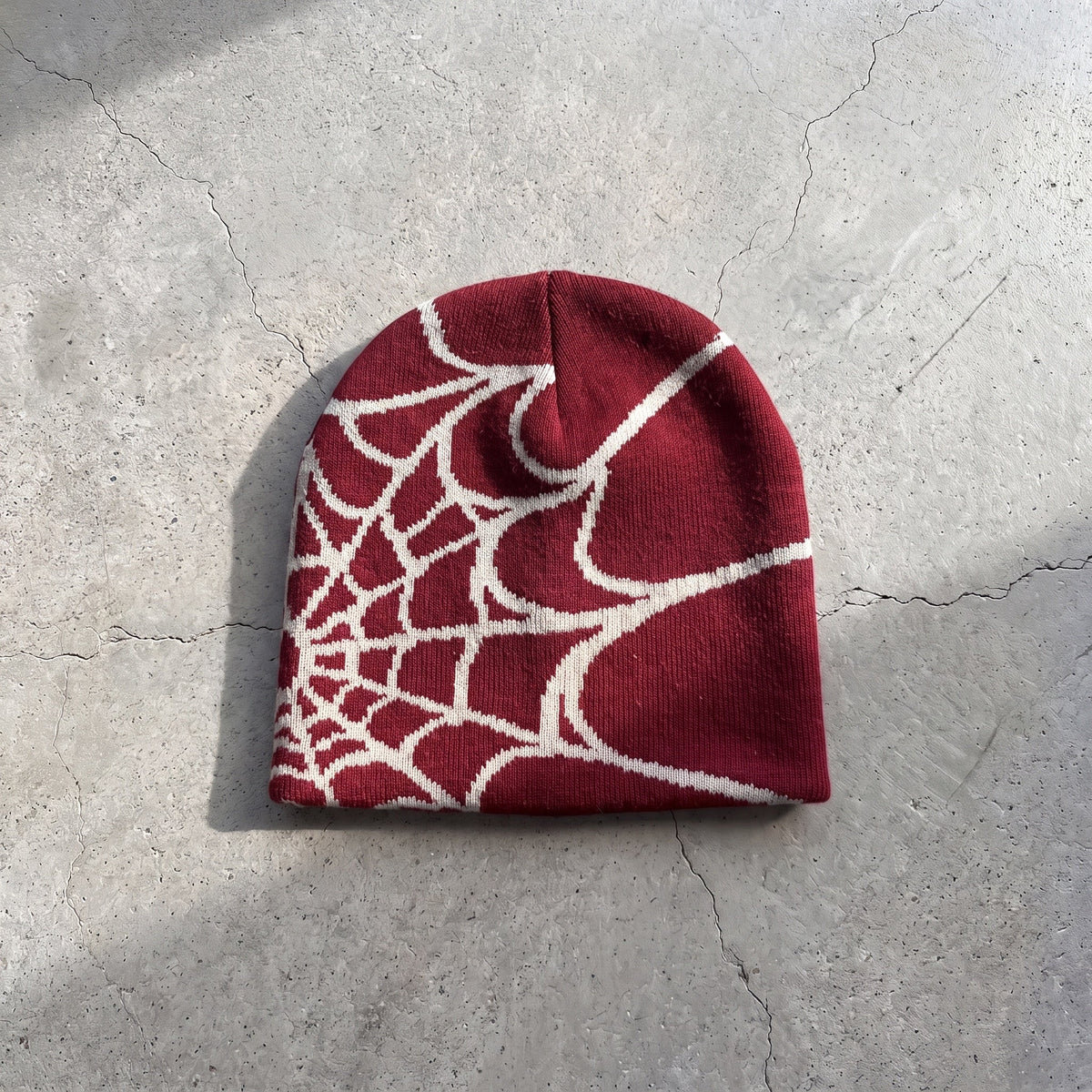Unisex Y2K Spider Web Skull Cap Beanie - Viral Graphic Jacquard Knit Streetwear Grunge Aesthetic Hat