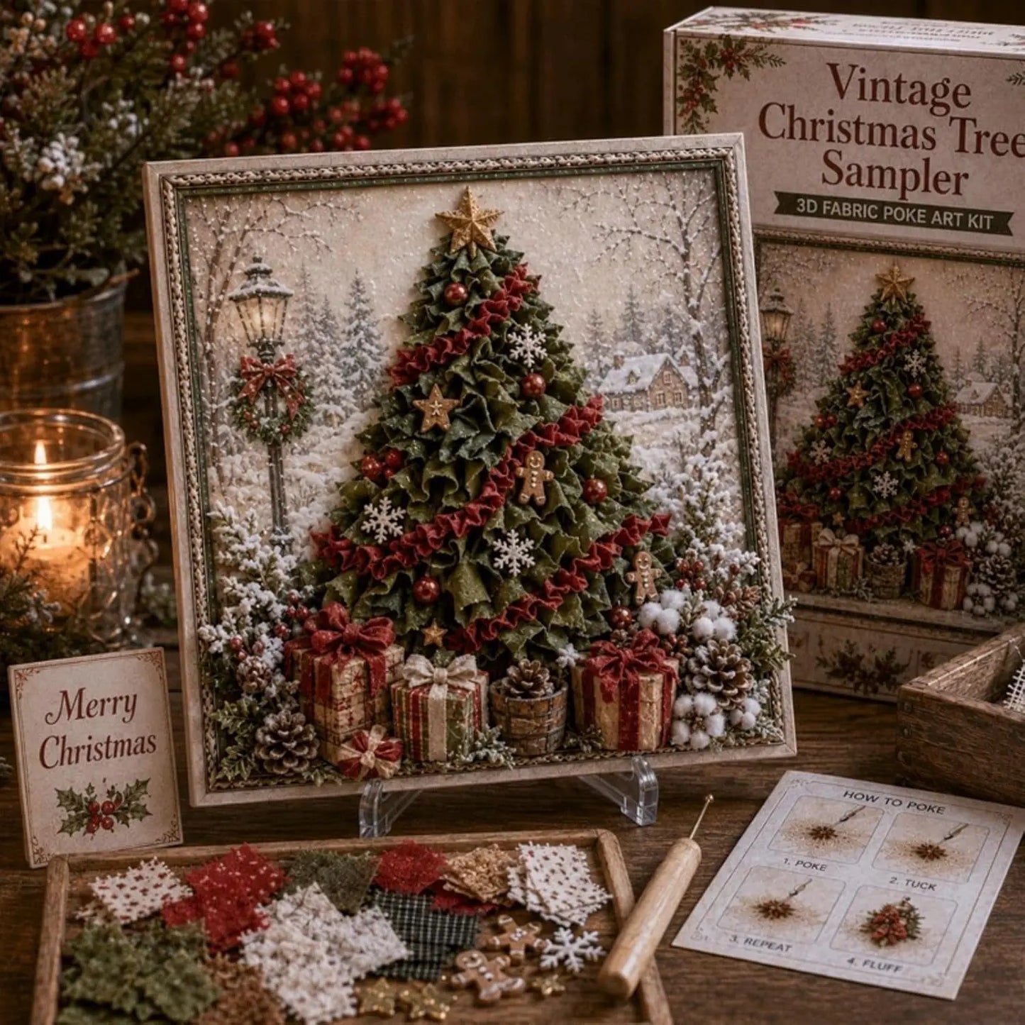 3D Christmas Fabric Poke Art Kit-Creative Christmas Decoration Gift for Adults