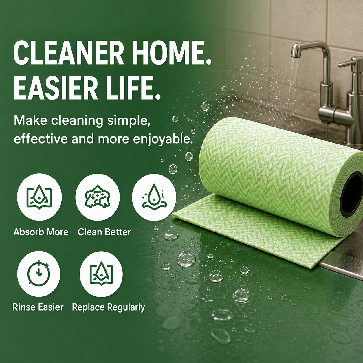 Reusable Kitchen Cleaning Cloths – 20-Piece Tear-Off Roll