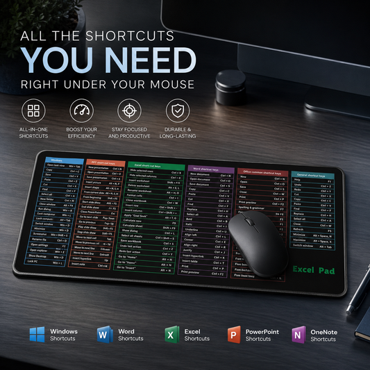 🔥 Work Faster. Learn Smarter. ⌨️ Ultimate Keyboard Shortcut Mouse Pad 🚀 Office Productivity Desk Mat