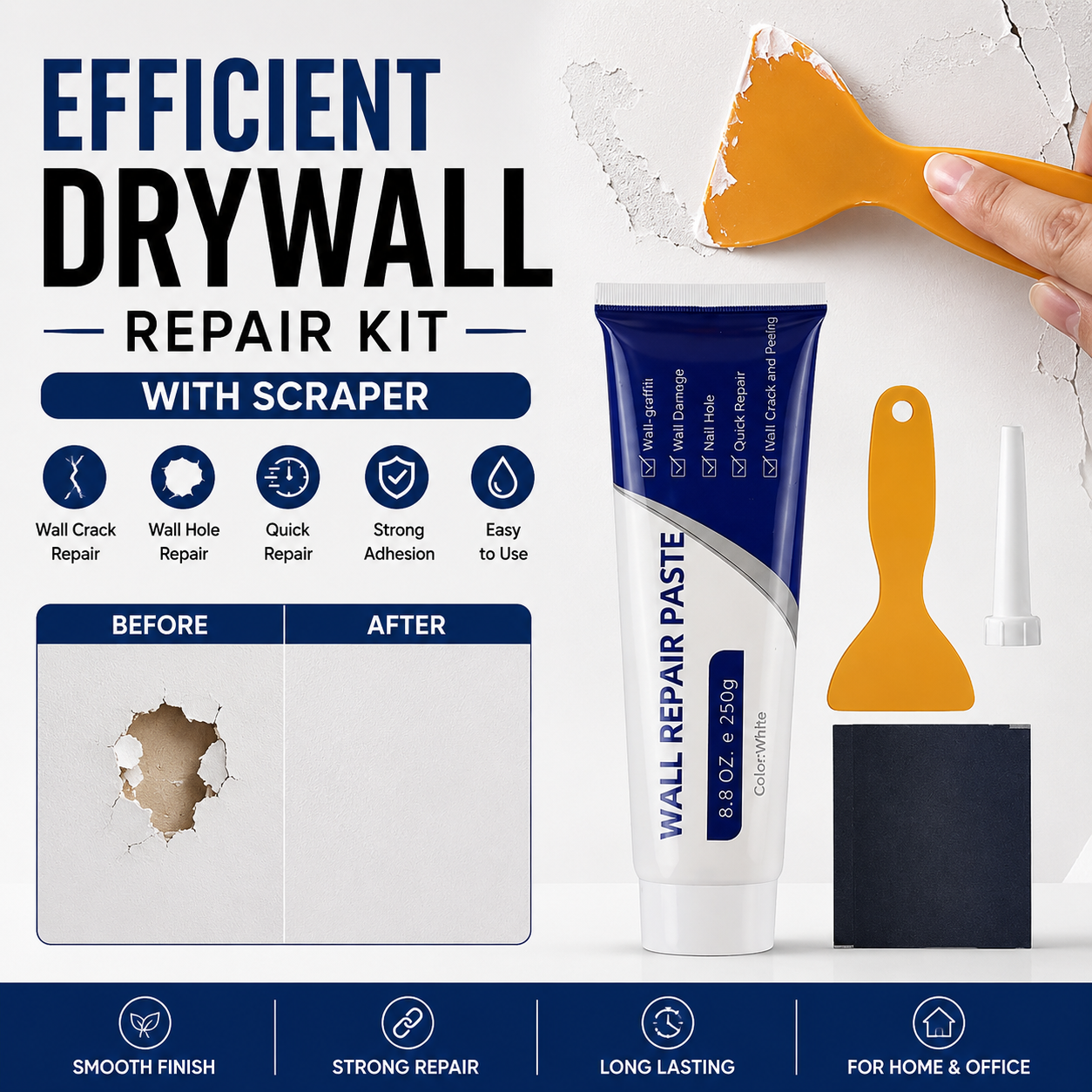 Drywall Wall Spackle Repair Kit with Scraper