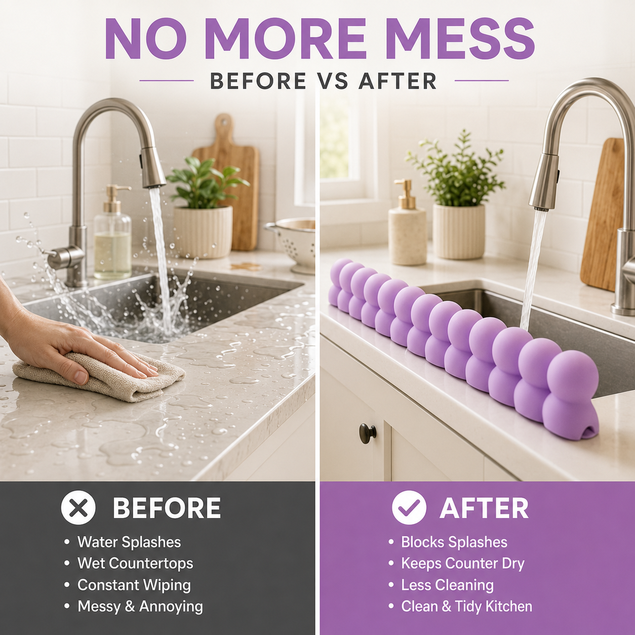💦 Silicone Sink Splash Guard – Keep Counters Dry & Splash-Free