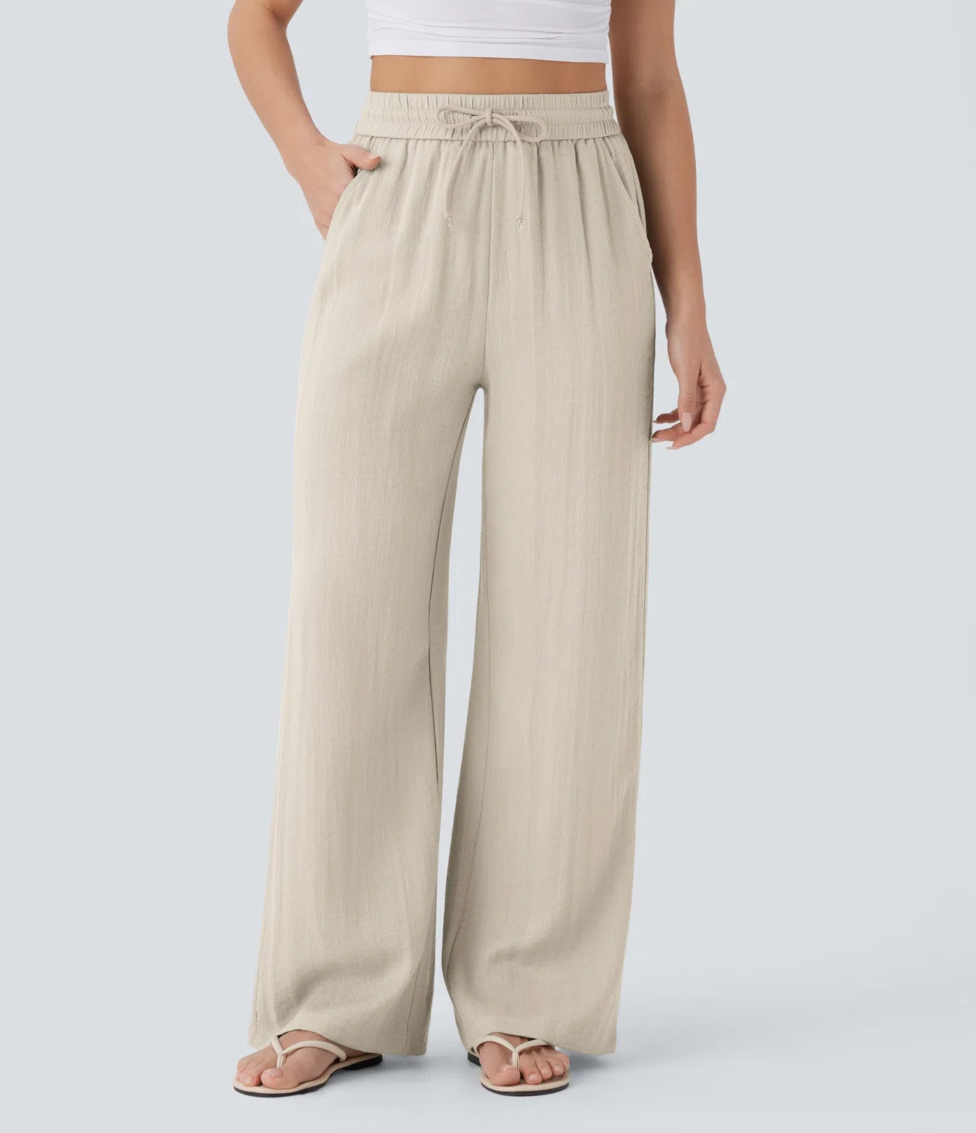Halara High Waisted Drawstring Wide Leg Casual Pants