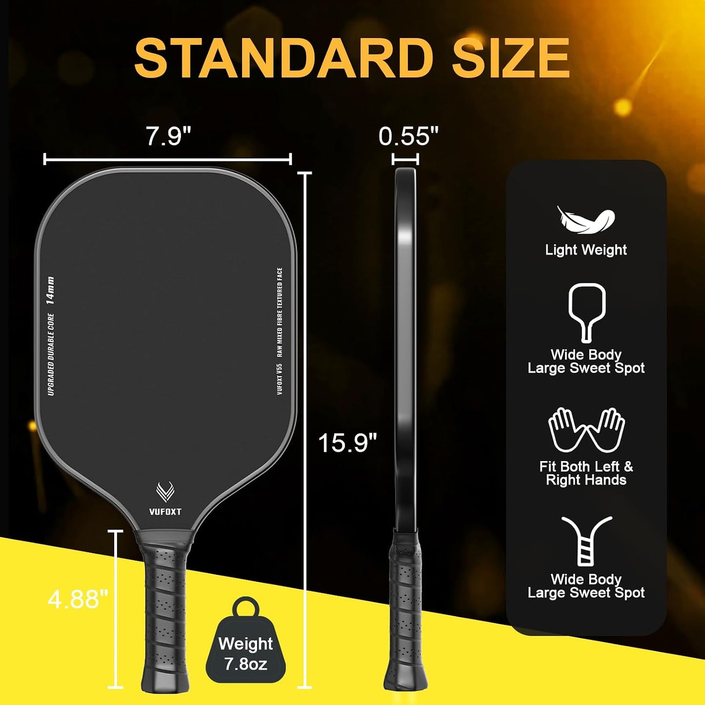 Pickleball Paddle for Professional,T700 Carbon Fiber|16mm |Dual USAPA/UPA Approved