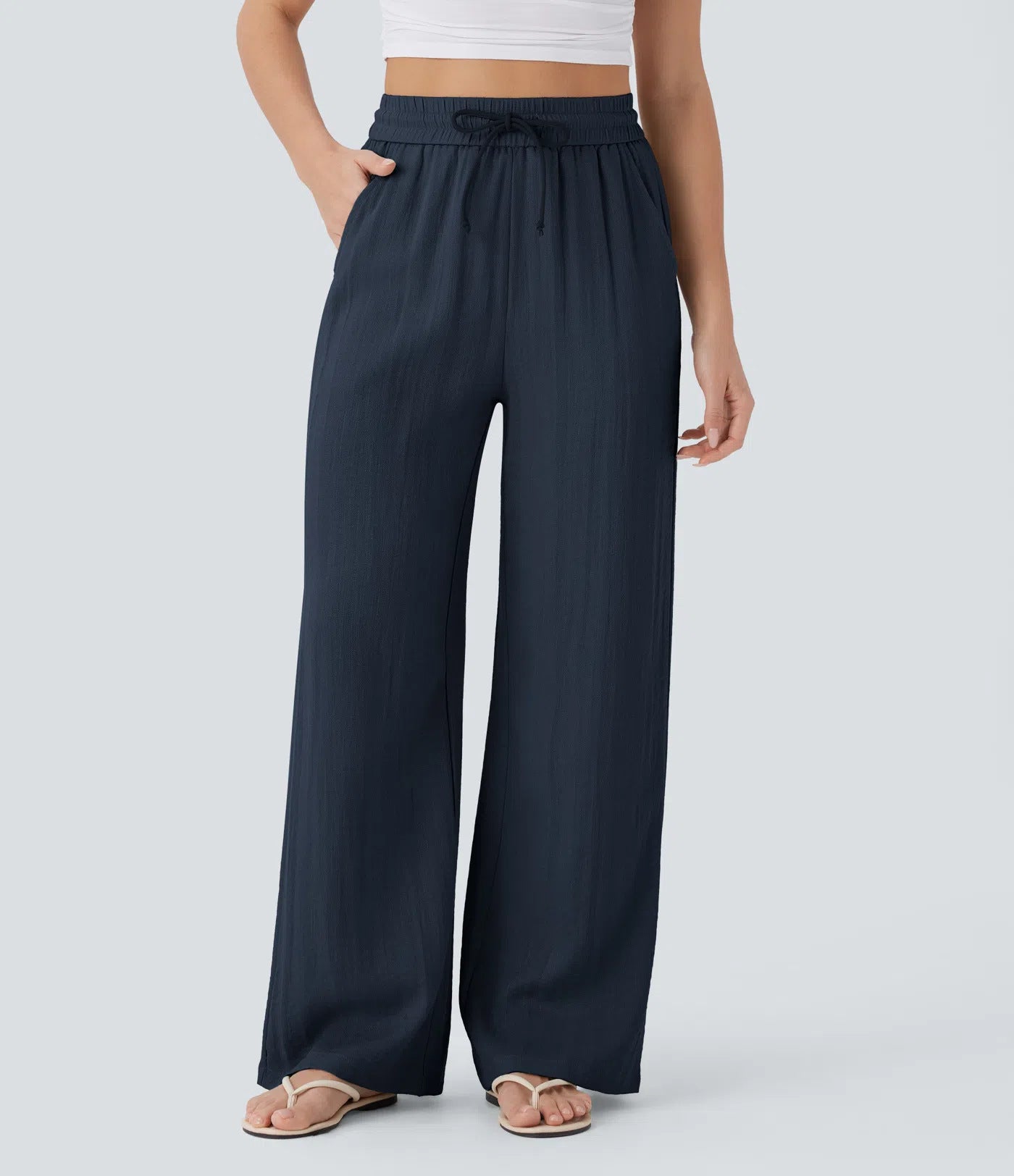 Halara High Waisted Drawstring Wide Leg Casual Pants