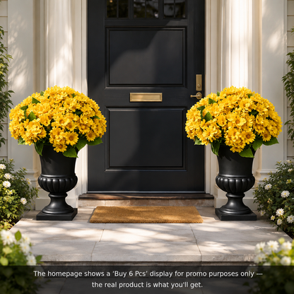 🌼 Artificial Outdoor Sunset Mums Flowers - UV resistant, Waterproof, Windproof