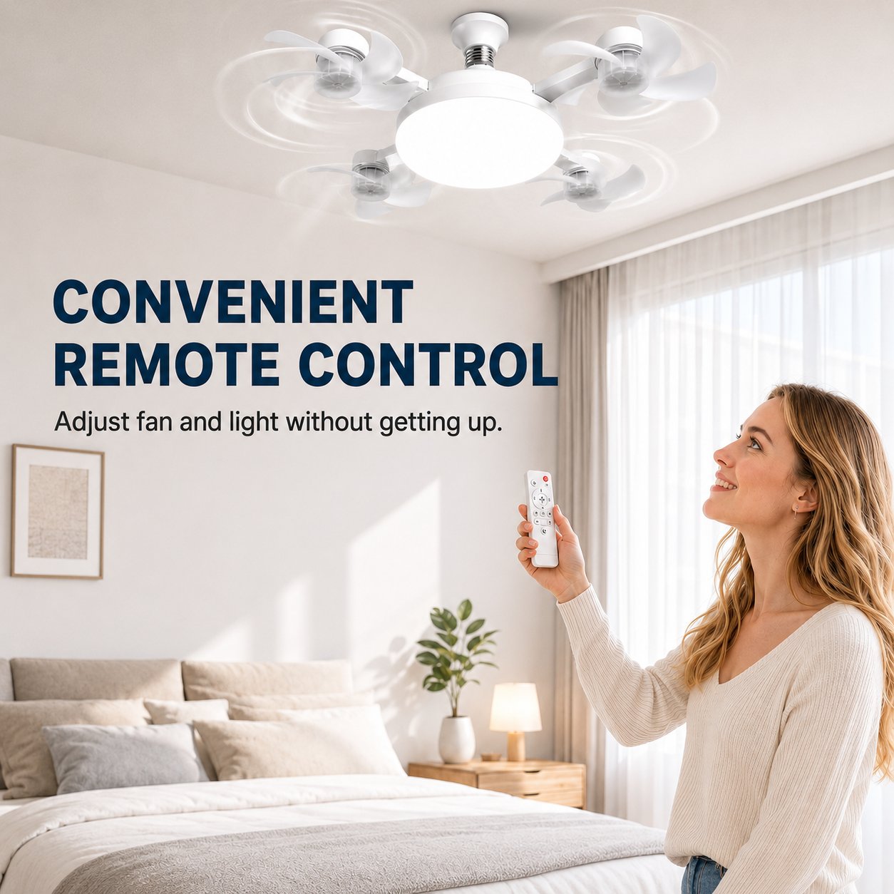 2-in-1 Screw-In Ceiling Fan Light – Remote Controlled LED Socket Fan