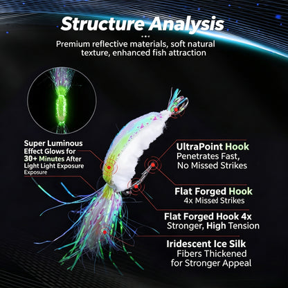 🌙 Catch More After Dark! 🎣 Luminous Ice Silk Shrimp Lures  (5 Pcs)🦐 Realistic Glow Bait for Saltwater Fishing 🌊
