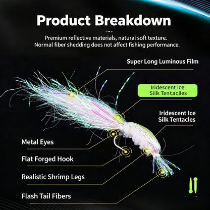 🌙 Catch More After Dark! 🎣 Luminous Ice Silk Shrimp Lures  (5 Pcs)🦐 Realistic Glow Bait for Saltwater Fishing 🌊