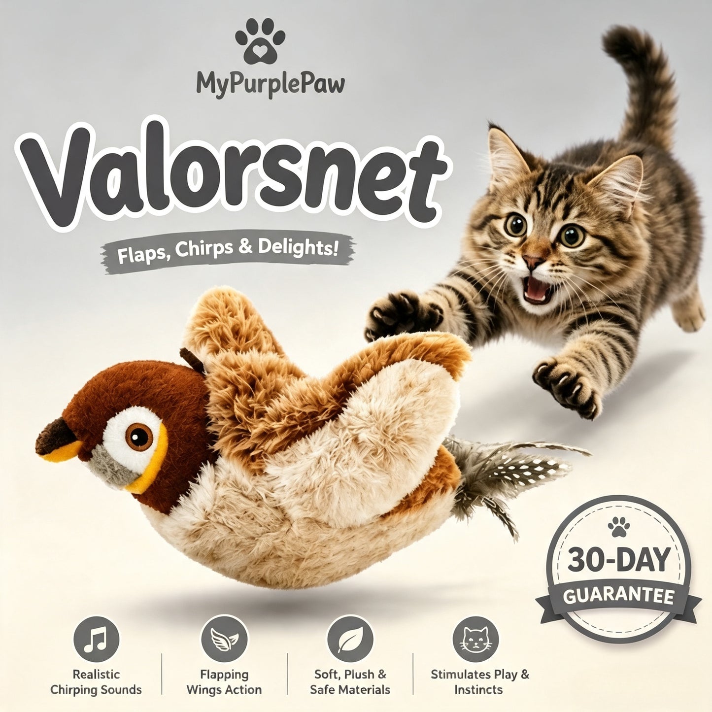 Interactive Flying Bird Cat Toy – Chirping Flapping Sparrow