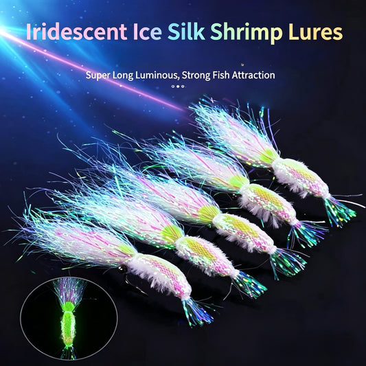 🌙 Catch More After Dark! 🎣 Luminous Ice Silk Shrimp Lures  (5 Pcs)🦐 Realistic Glow Bait for Saltwater Fishing 🌊