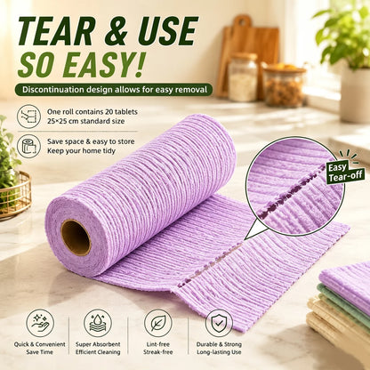 Reusable Kitchen Cleaning Cloths – 20-Piece Tear-Off Roll