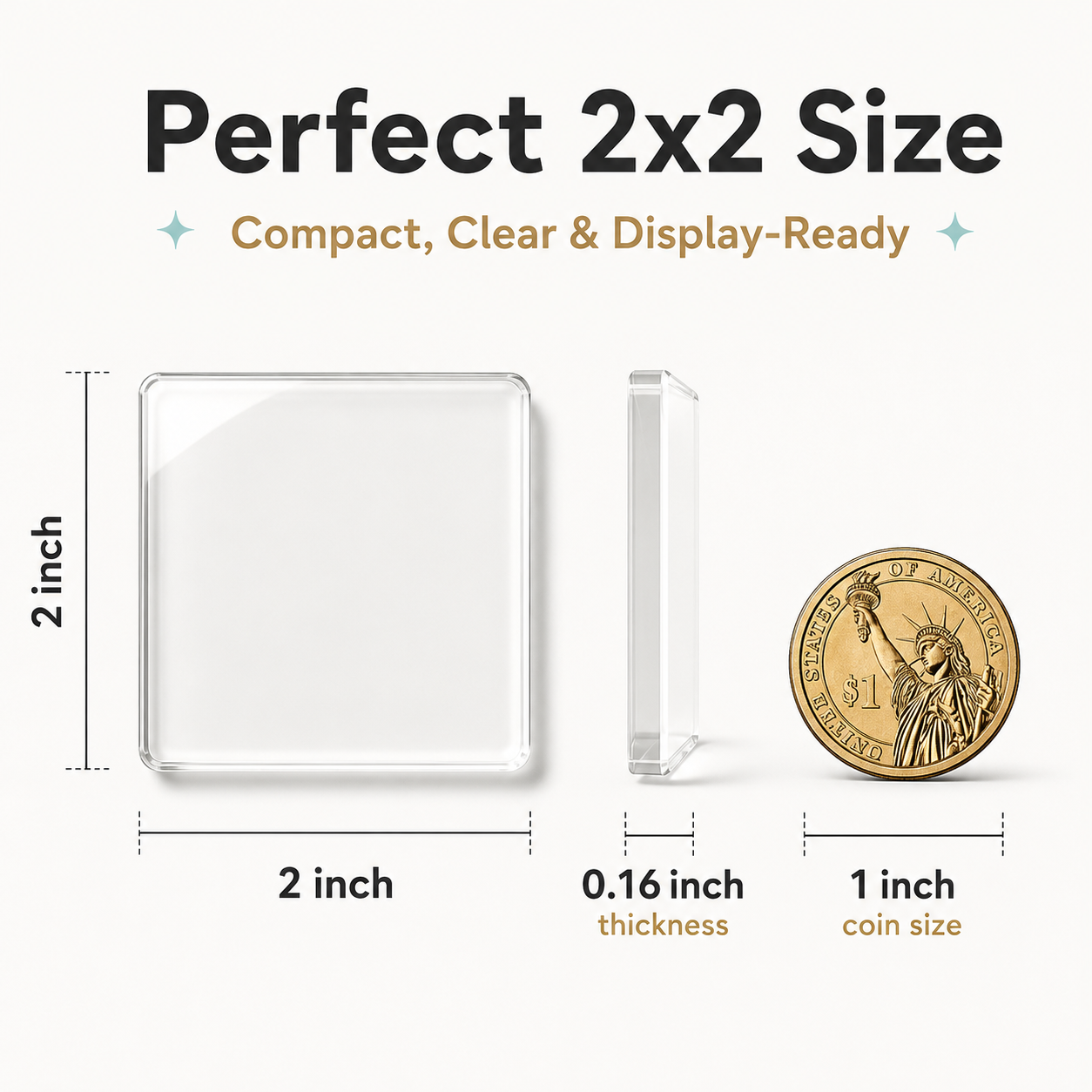 Clear Acrylic Magnetic Stickers 20 Pack, DIY Square Magnet Frames with Adhesive Backing