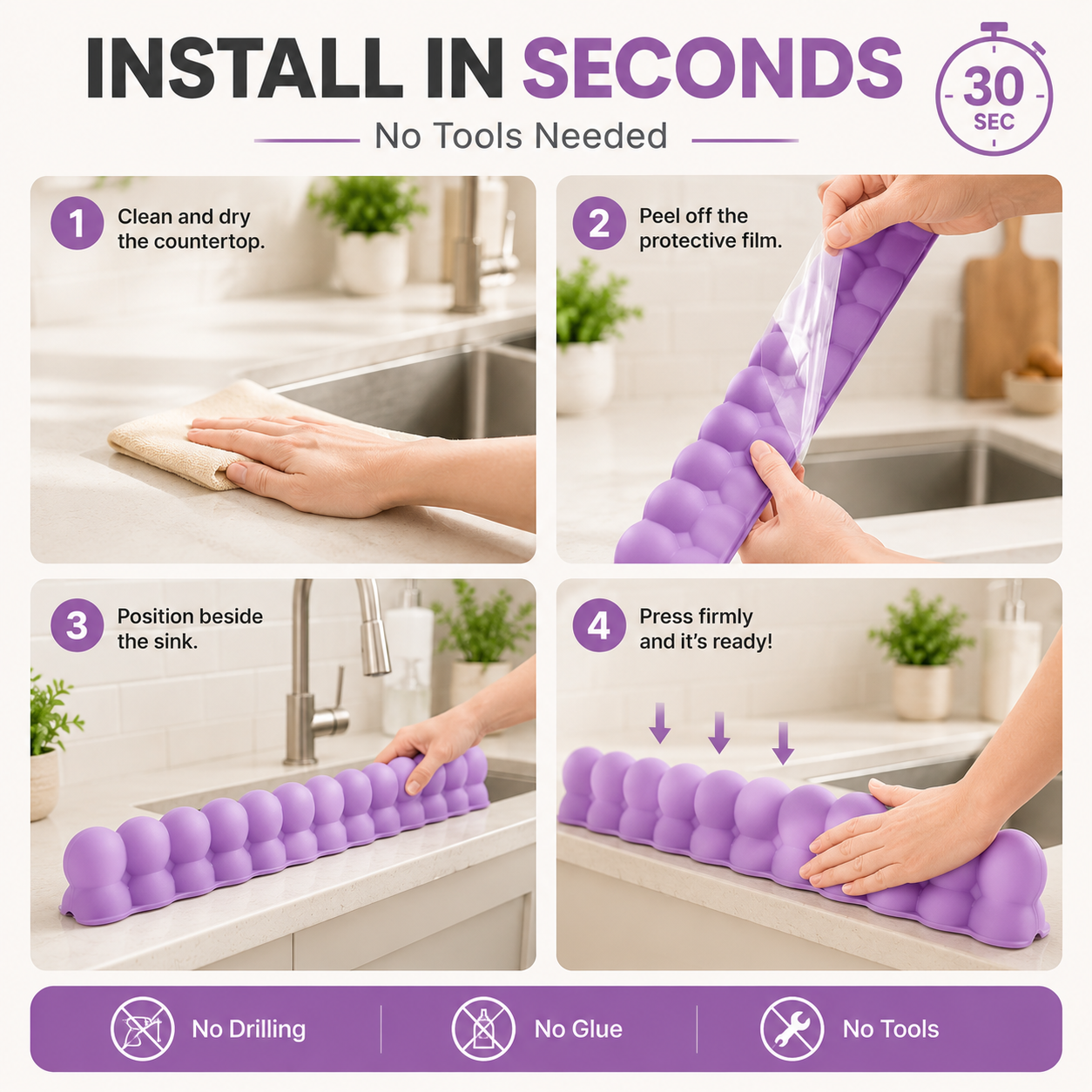 💦 Silicone Sink Splash Guard – Keep Counters Dry & Splash-Free