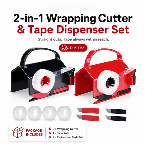 🎁 2-Pack Dual-Use 2-in-1 Wrapping Cutter & Tape Dispenser