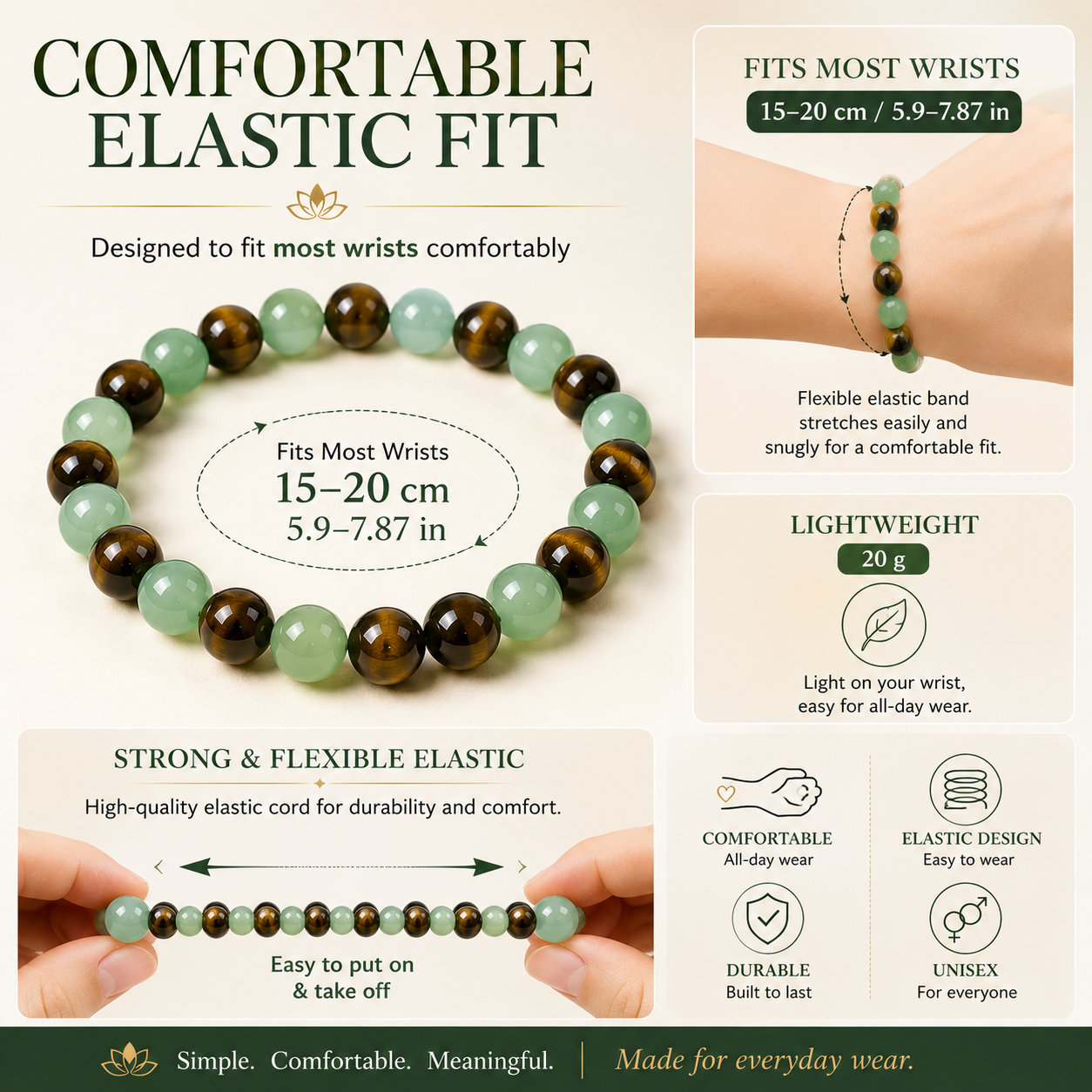 💰 Green Aventurine & Tiger Eye Bracelet for Luck, Confidence & New Beginnings