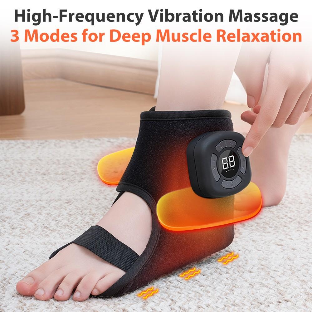Air Compression Foot Massager with Heat, Cordless Chargeable Ankle Massager with 3 Modes 5 Intensities 3 Heat Levels, Heated Ankle Massage Wrap, Wireless Ankle Heating Pad with Massage for Men Women Seniors, Portable Pain Relief, Portable Massagers