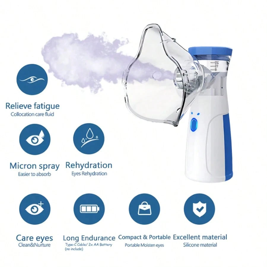 Portable Mesh Nebulizer, Silent and Compact Nebulizer Machine for Adult and Kids, Wireless Vaporizer Machine With Respiratory Mask, Effective for Cough, Asthma, Sinusitis, and Bronchitis, Steam Inhaler for Cold and Cough -Quick Relief and Daily Use Vapori