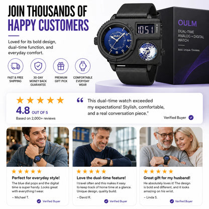 Bold Multi-Display Analog Digital Watch