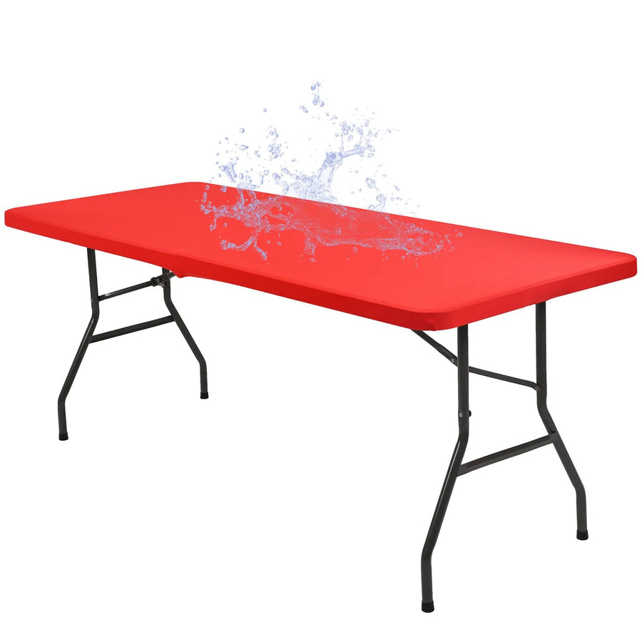 Red stretch tabletop cover