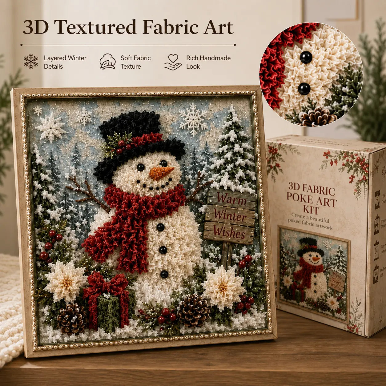 3D Christmas Fabric Poke Art Kit-Creative Christmas Decoration Gift for Adults