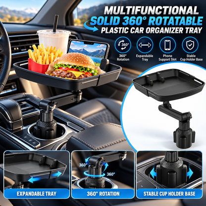 Universal 360° Swivel Car Cup Holder Tray