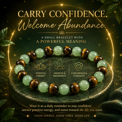💰 Green Aventurine & Tiger Eye Bracelet for Luck, Confidence & New Beginnings