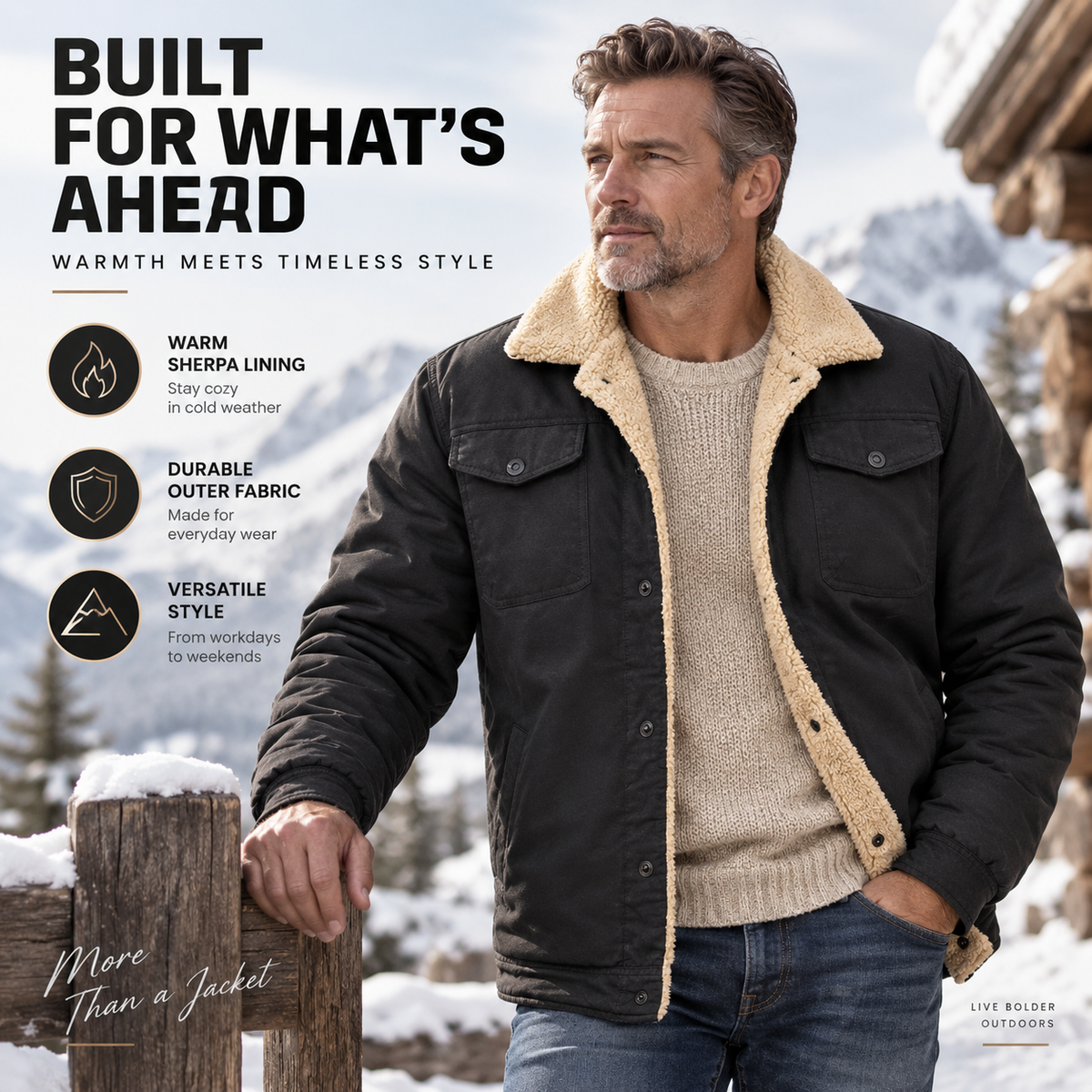 🧥Men's Sherpa-Lined Trucker Jacket – Heavyweight Cargo Work Coat with Fleece Lining
