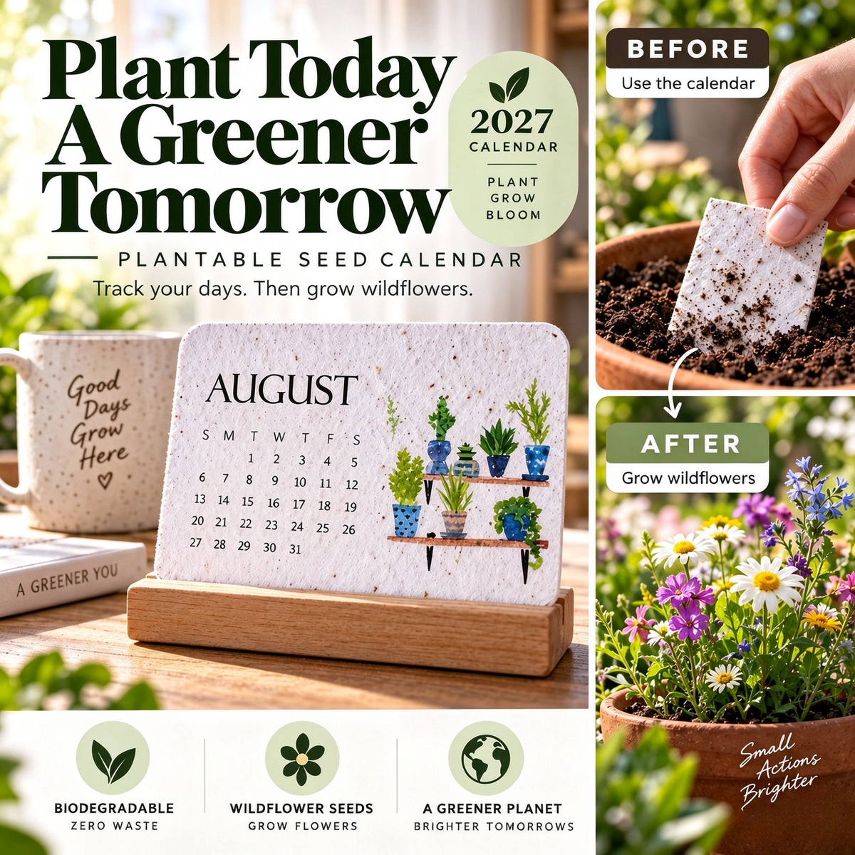 ✨🏆Early Holiday Sale 49% OFF🌱Eco-Friendly Plantable “Timeless” Seed Calendar 2027