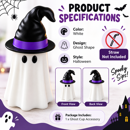 👻 Spooky Ghost Can Holder with Witch Hat Lid 🎃