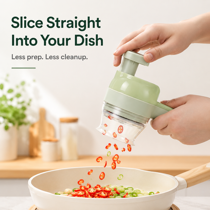 🧄 Handheld Electric Food Processor with Open Feed Chute & Dual Blades 🌶️