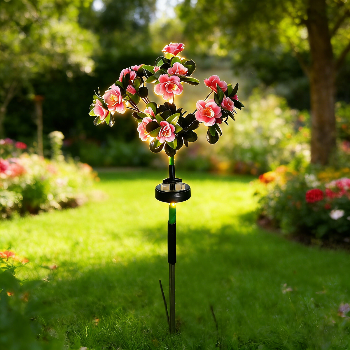 🔥LED Solar Flower Lights Rhododendron Outdoor Simulated Flower Lamp
