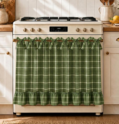 Polyester Farmhouse Stove Top Cover - Cooktop Cover with Ruffled Bow 77 * 55cm