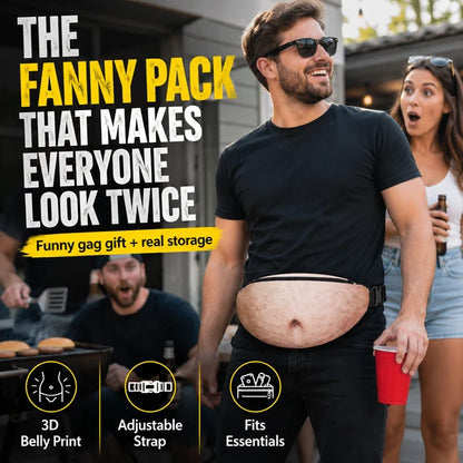 😂 Realistic Belly Waist Bag – Funny Hidden Fanny Pack & Gag Gift