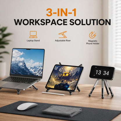 Portable Laptop Stand with Magnetic Phone Holder