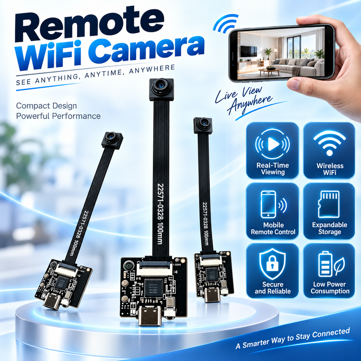 Remote WiFi Mini Camera Module – Real-Time Viewing, Wireless Control & Expandable Storage