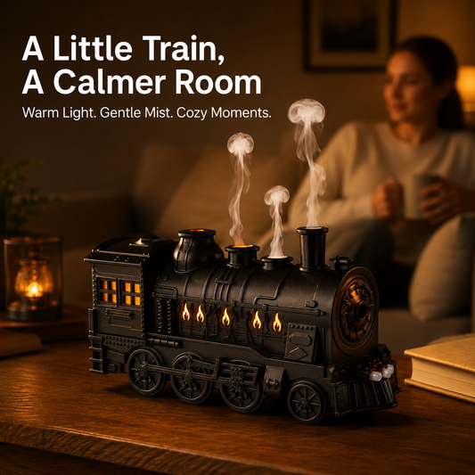 Vintage Steam Train Aroma Diffuser with Remote Control
