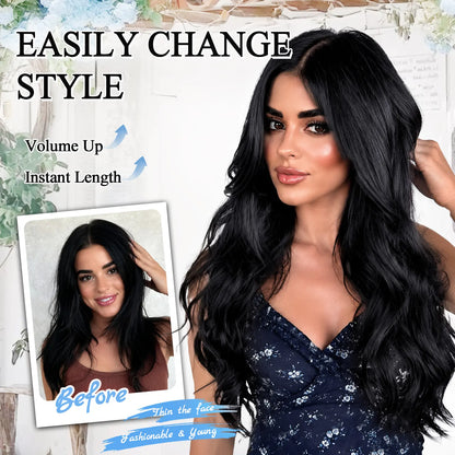 Clip in Hair Extensions Synthetic Hair Extensions Long Layered Wavy Hairpieces Soft Clip Ins Full Head Hairpieces for Women
