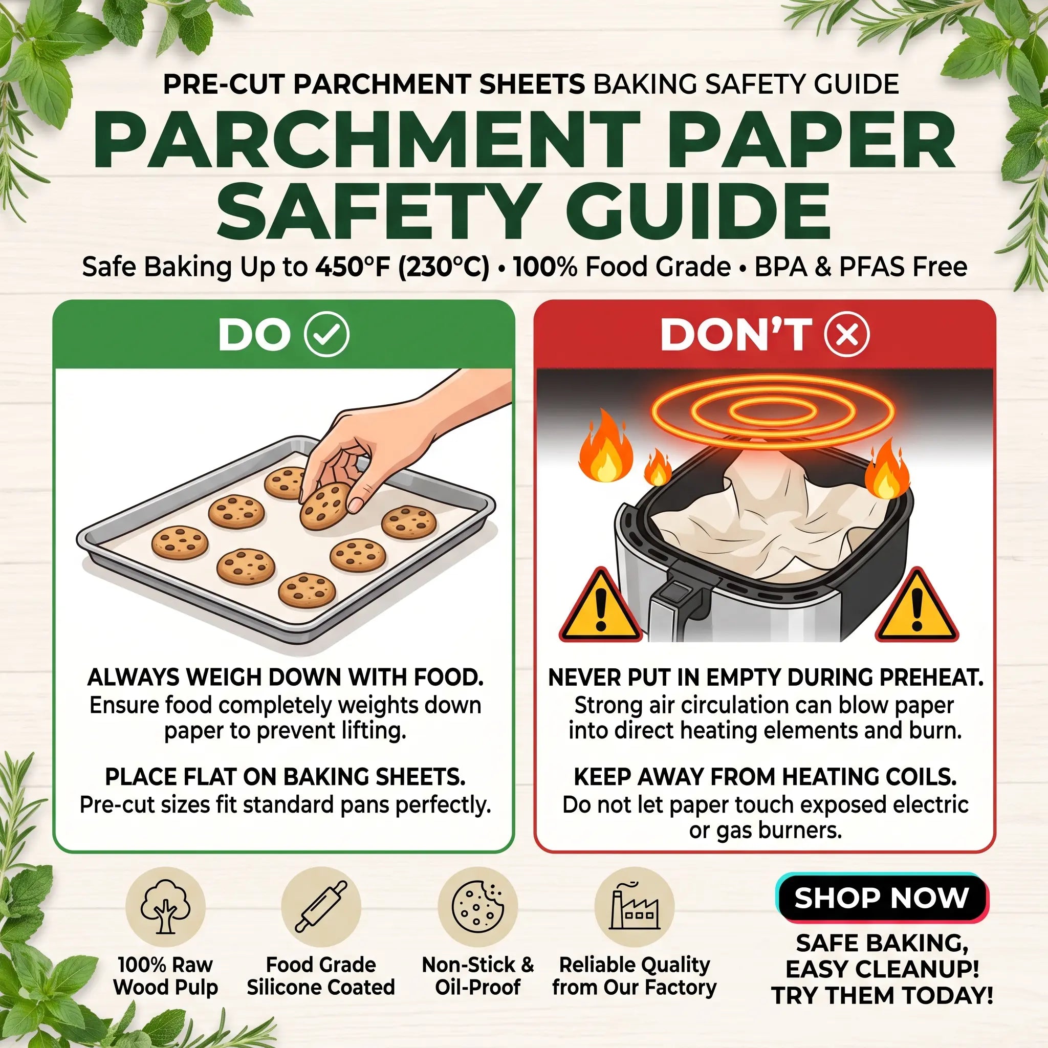 Parchment paper oven and air-fryer safety guide