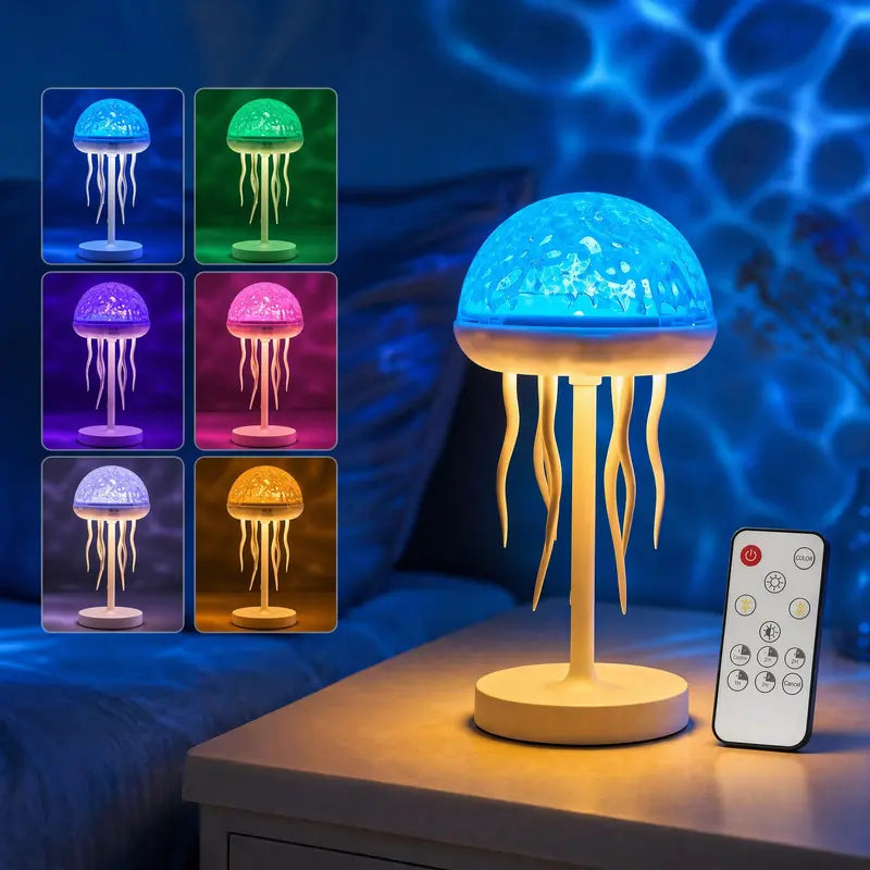 💡Jellyfish Lamps Projector RGB Night Lights - 7 Color Portable Bright Table Desk Lamp