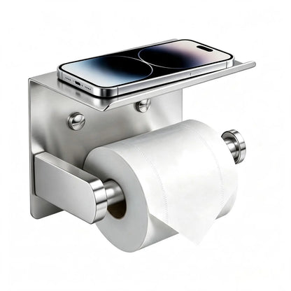 DGAPHRO Black Stainless Steel Toilet Paper Holder with Shelf for Bathroom and Kitchen