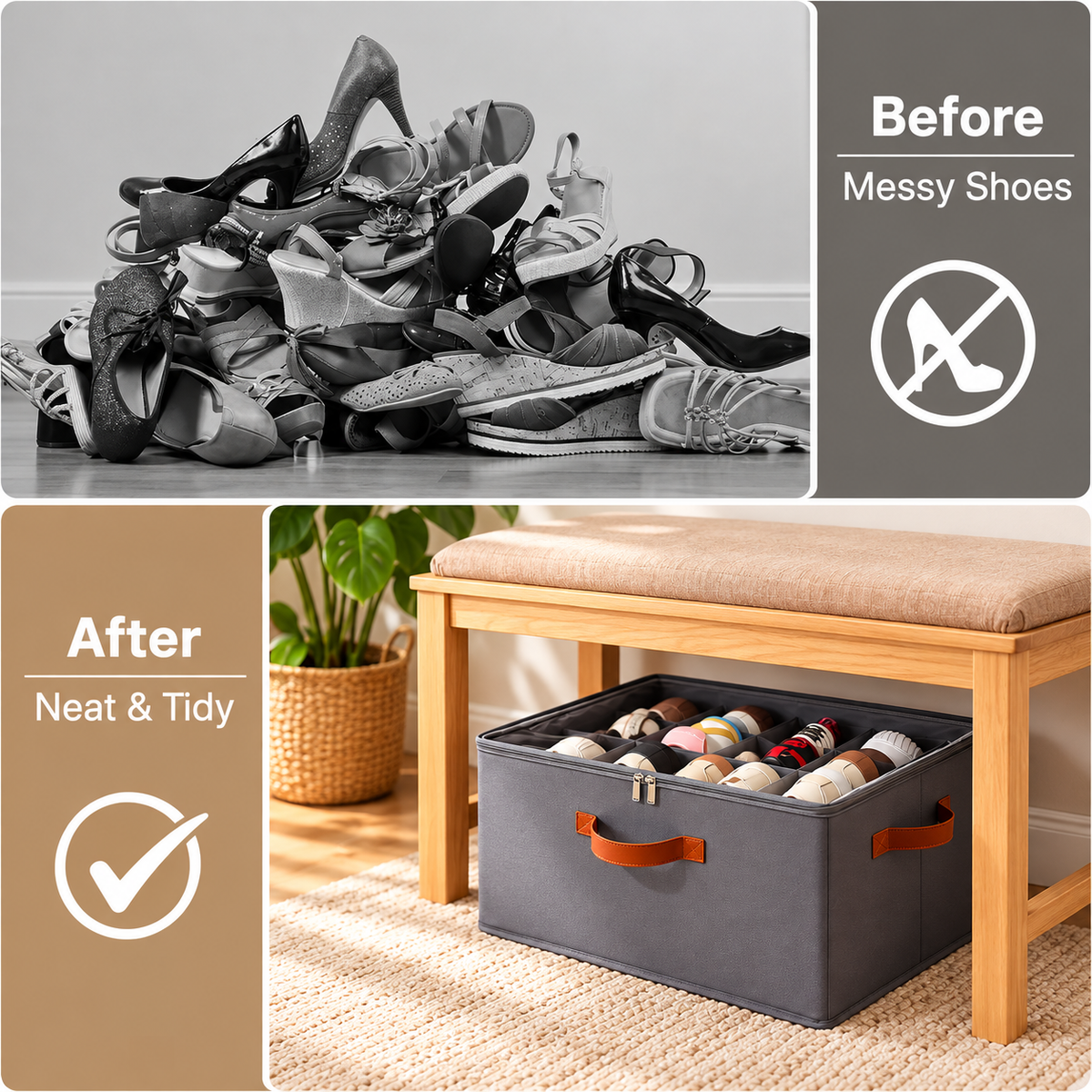 👟Shoe Organizer for Closet, Fabric Shoe Storage Boxes with Clear Cover, Storage, Foldable Space-saving Storage Container Bins🔥